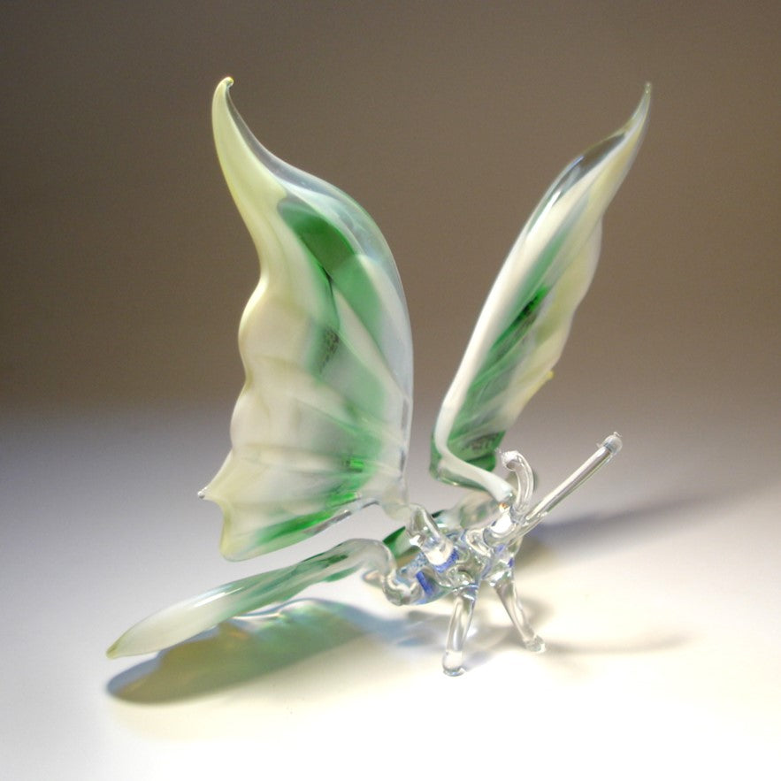 Back view of the handmade glass butterfly figurine