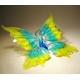 Yellow and Aqua Hanging Glass Butterfly Ornament 