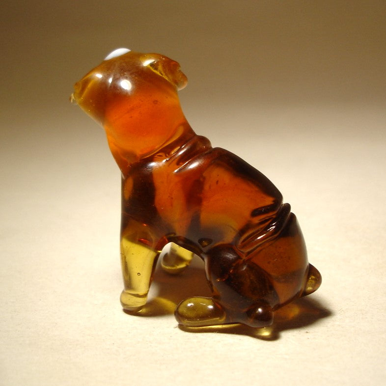 back view of the Glass Bulldog figurine showing the distinct wrinkled skin 