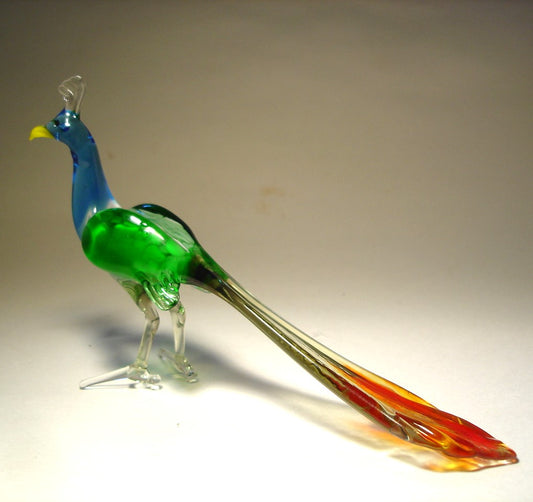 Glass Peacock figurines with blue neck and green body