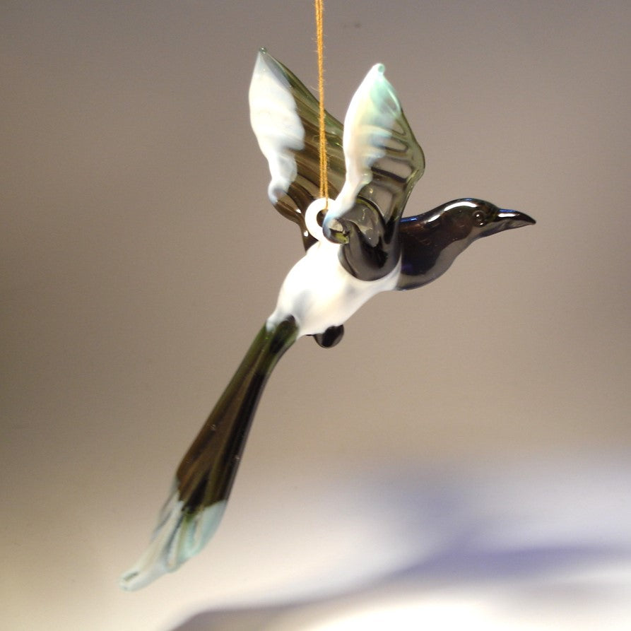 Handmade hanging Magpie figurine ornament