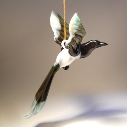 Handmade hanging Magpie figurine ornament