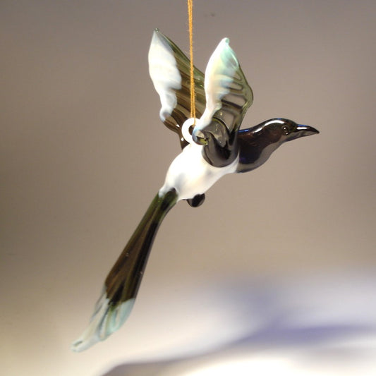 Handmade hanging Magpie figurine ornament