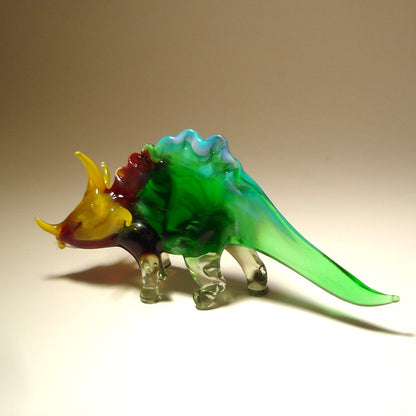 Green and blue glass Zuniceratops figurine