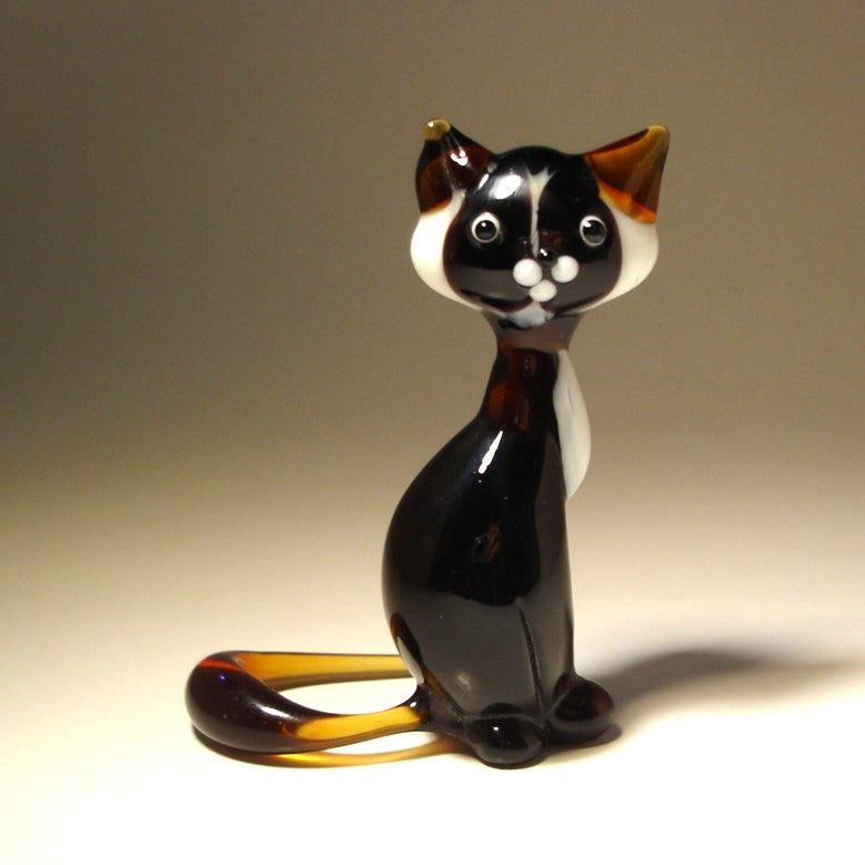Handmade glass Siamese cat figurine