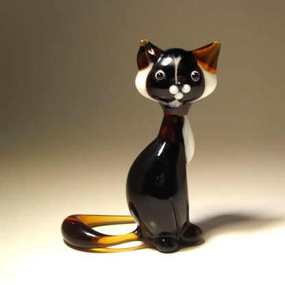 Handmade glass Siamese cat figurine