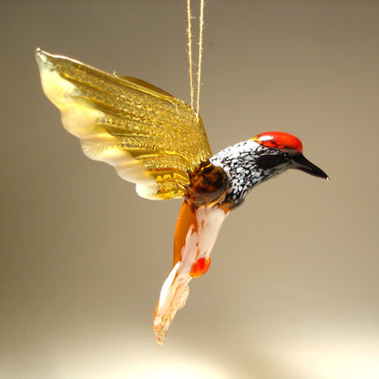 Side view of the hanging woodpecker figurine
