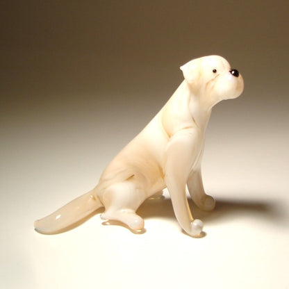 Beige glass Lab figurine