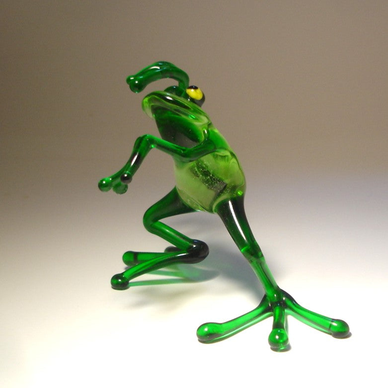 green glass handmade frog figurine