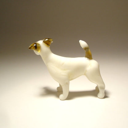 Back side of the handmade glass Russell Terrier figurine