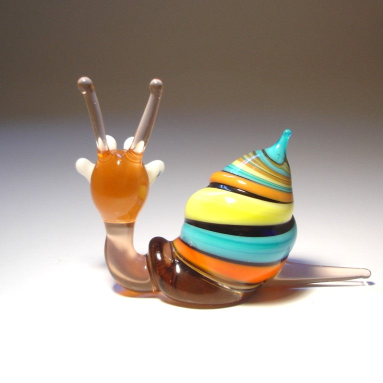 Back view of the colorful snail figurine