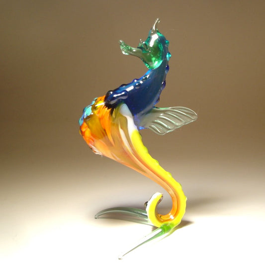 Handmade glass blue and yellow figurine
