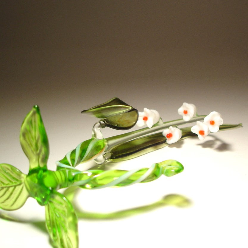 Handmade Glass Lily-of-the-Valley Figurine in a lying position