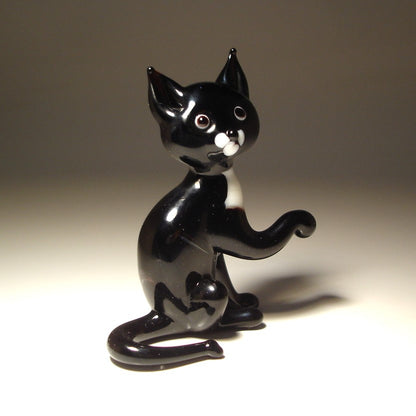Black Glass Cat Figurine