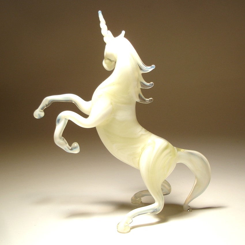 Back view of the handmade glass unicorn figurine.