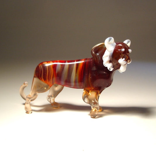 Glass tiger figurine dark red striped