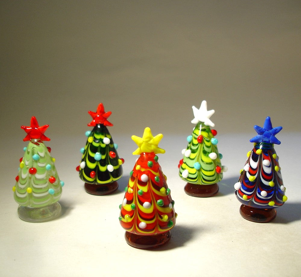 Glass Christmas Trees - Set of 5