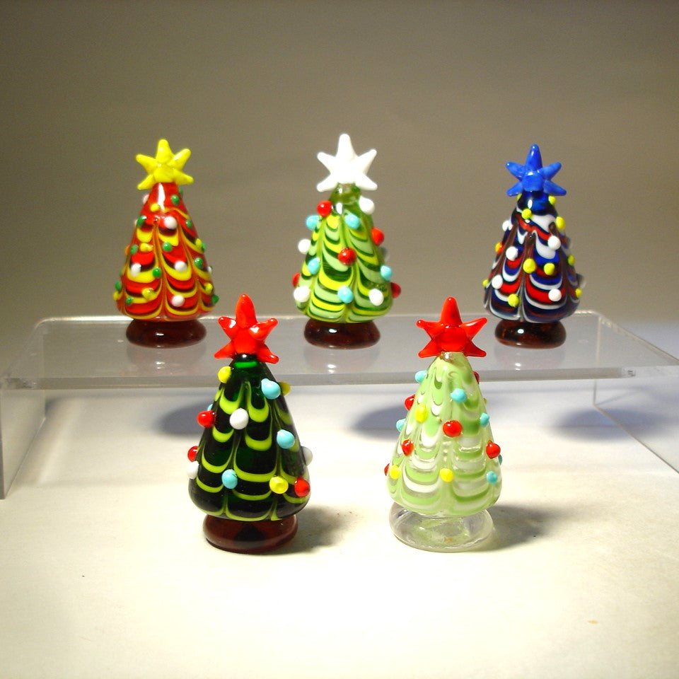 Glass Christmas Trees - Set of 5