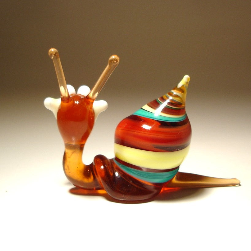 Back view of the colorful snail figurine